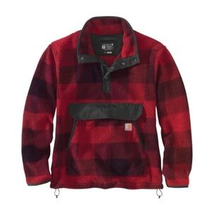 Carhartt Red and Black Plaid quarter button pullover